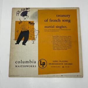 Vintage Columbia LP Treasury of French Song Opera Martial Singer Record 1950